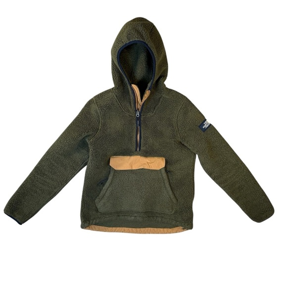 The North Face Tops - The North Face Olive Green Front Pocket Fleece 1/4 Zip Hoodie Women's Size Small